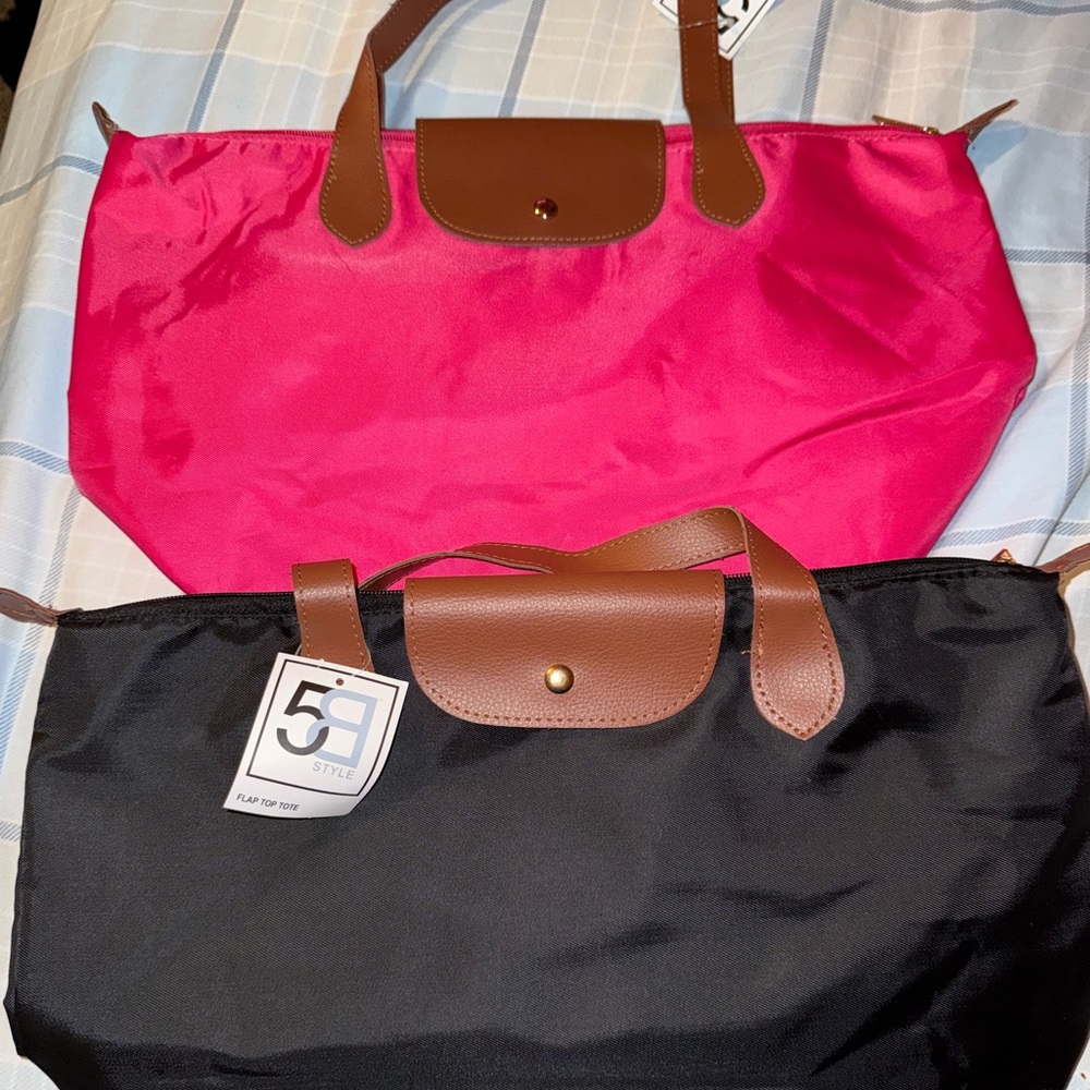 Pink and Black Tote Bag Set